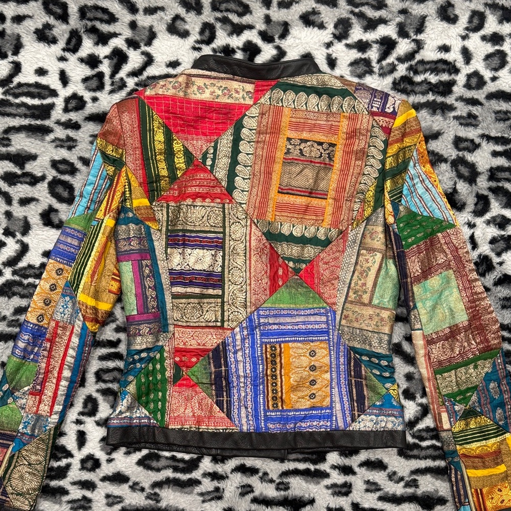 Aleena Khan Patchwork Print Multicolor Women's Blazer Jacket - Picture 7 of 7